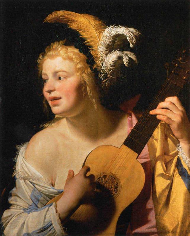 Gerard van Honthorst Woman Playing the Guitar oil painting picture